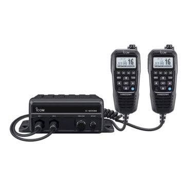 IC-M410BB Marine (w/GPS) Black Box VHF radio IPX7 for 2 CommandMics (with 1 x HM-195GB, DC cable, Mobile bracket, Mic hanger)