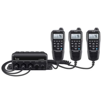 IC-M510BB Marine (w/GPS) Black Box VHF radio with AIS receiver IPX7 for 3 CommandMics (with 1 x HM-195GB, DC cable, Mobile bracket, Mic hanger)