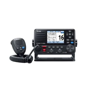 IC-M510E Marine VHF radio INT/Basel channels, NMEA2000, GPS, ATIS, DSC, Optional Command Mic, IPX7 (with Mobile bracket, Knob bolt, DC Cable)