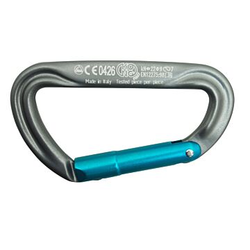 KONG carabiner Argon K with Key-Lock Alu 93mm grey/cyan