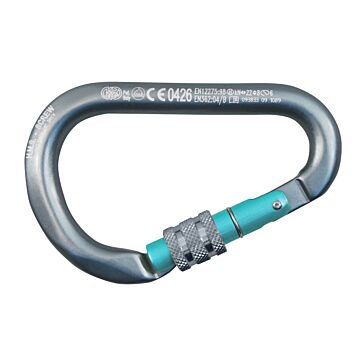 KONG carabiner HMS Classic with union nut aluminium 12x116mm grey/cyan