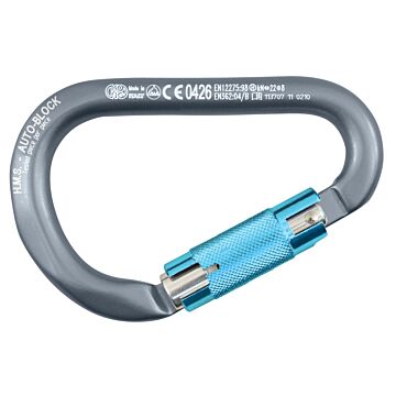 KONG carabiner HMS with auto-block aluminium 12x116mm grey/cyan