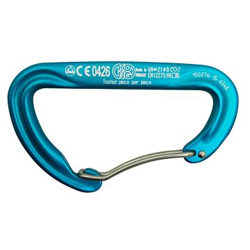 KONG carabiner Argon F with wire opening aluminium 93mm cyan