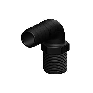 Embout TRUDESIGN avec filetage extérieur 90° 3/4" pour tuyau 19mm noir