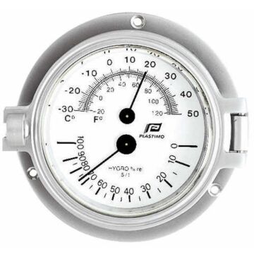 PLASTIMO 3 ZOLL THERMO/HYGROMETER CHROM MATT