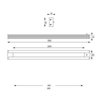 Prebit LED-Unterbauleuchte UB01-1, 300mm, gold-gla