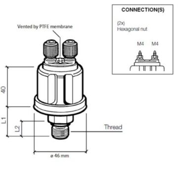 VDO &amp; Veratron Oliedruk sensor 5bar/80psi, 2p, M14 x