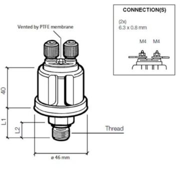 VDO &amp; Veratron Oliedruk sensor 5bar/80psi, 2p, M18 x
