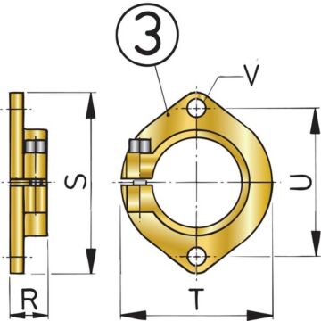 Bride de montage Vetus pour tubes d'étambot, Ø 50mm