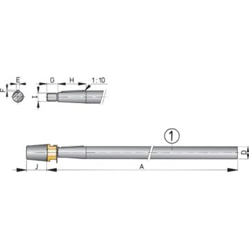 Vetus Assen van roestvrij staal met dopmoer L=1500mm,Ø25mm