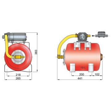 Système de pression d'eau Vetus 12V/19l