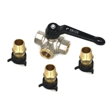 Wallas 3-way water valve with Hose connectors