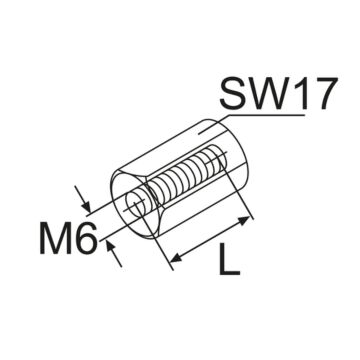 Webasto afstandsmoer, M6x40, gegalvaniseerd staal