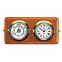 PLASTIMO 3 INCH CLOCK AND BAROMETER ON TEAK